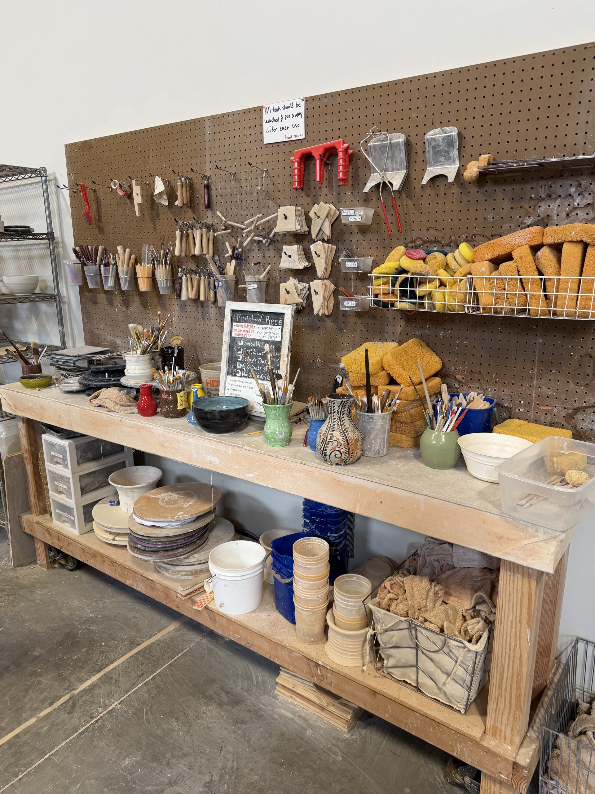 The shared tool wall and work bench